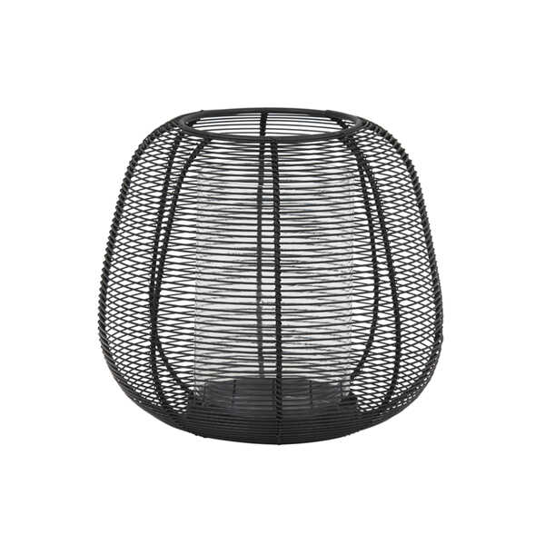 Windlicht ODETO Ø23x20cm - Mat Zwart