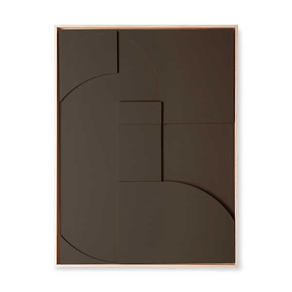 HKliving Kunstlijst Framed Relief Art Panel XL - Dark Brown OP=OP