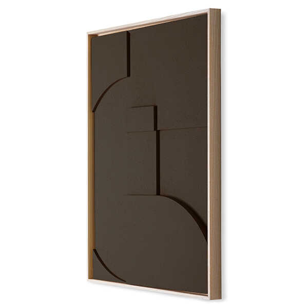 HKliving Kunstlijst Framed Relief Art Panel XL - Dark Brown OP=OP - Afbeelding 2