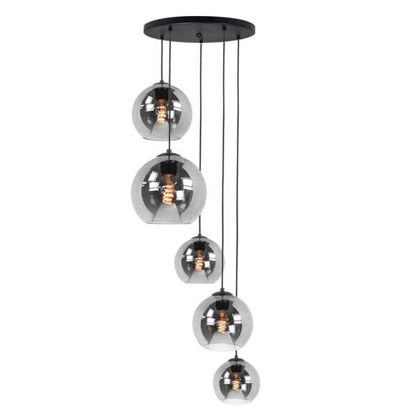 Plafondplaat Rond 5 pendels Ø45cm - Zwart - Afbeelding 2