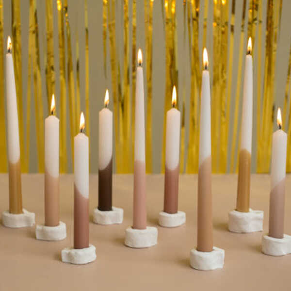 Dinerkaarsen Half Dipped set/4 - Brique - Afbeelding 3