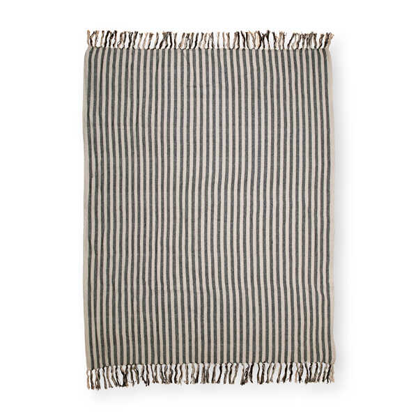 vtwonen Plaid Chambray Strepen - Zwart Wit OP=OP - Afbeelding 2