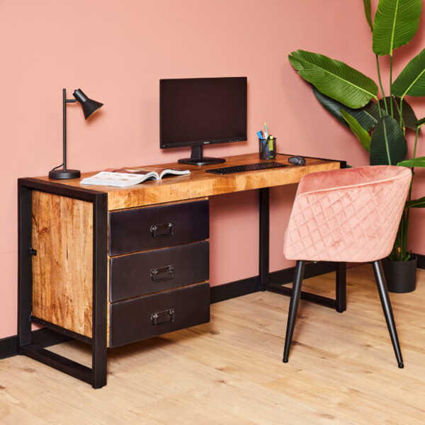 Bureau Boaz 145cm - Mangohout Zwart