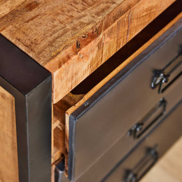 Bureau Boaz 145cm - Mangohout Zwart - Afbeelding 2