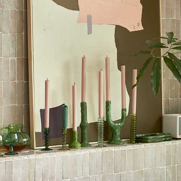 HKliving The Emeralds Kandelaar M - Olive Green OP=OP - Afbeelding 2