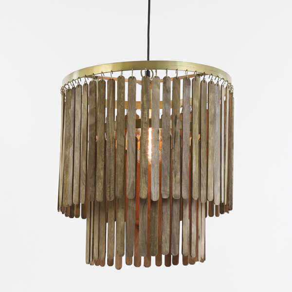 Hanglamp GULARO Ø45x43cm Hout - Donker Bruin - Afbeelding 4