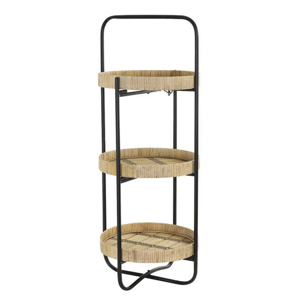 Etagère LORENA 3-laags Ø37x89cm – Naturel Zwart OP=OP - Afbeelding 5