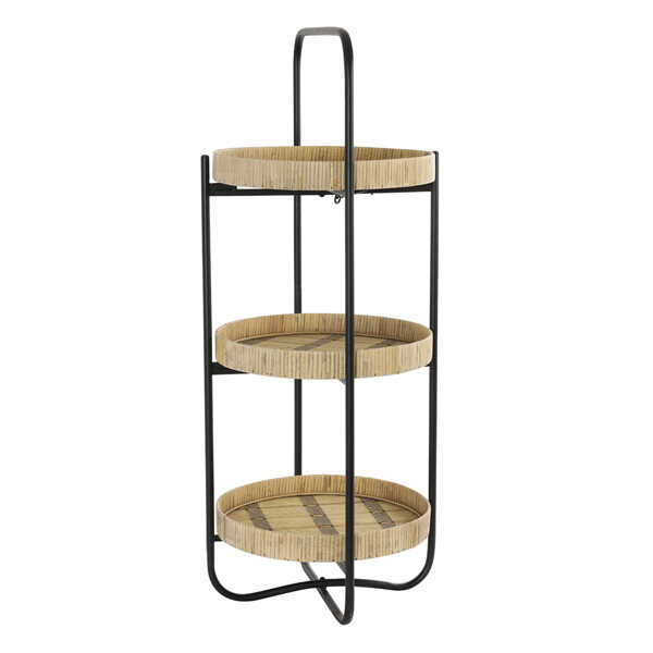 Etagère LORENA 3-laags Ø37x89cm – Naturel Zwart OP=OP - Afbeelding 3