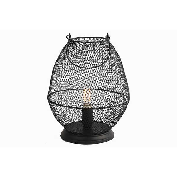 Windlicht Staci LED 22,5x28,5cm - Zwart OP=OP