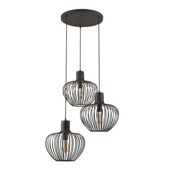 Hanglamp Arraffone 3-lichts Rond - Zwart