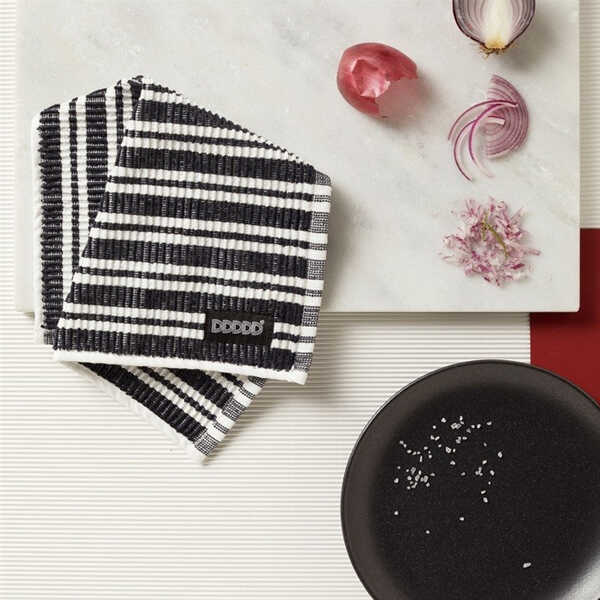 DDDDD Vaatdoek Stripe 30x30cm - Black - Afbeelding 2