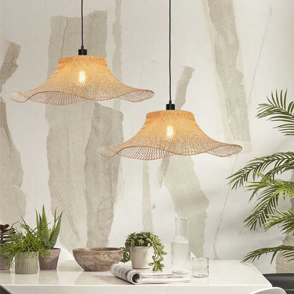Hanglamp Ibiza Wavy Ø65x20cm Bamboe - Naturel - Afbeelding 7