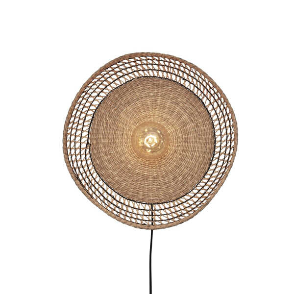 Wandlamp Pantanal Ø45x9cm Zeegras - Naturel Zwart OP=OP