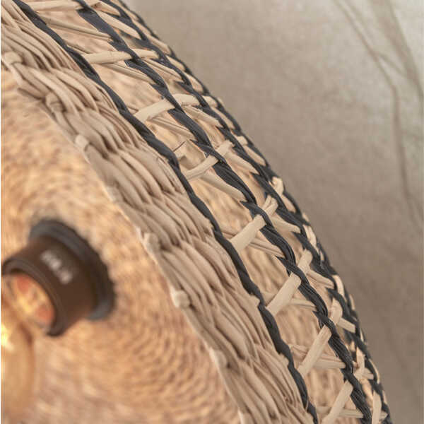 Wandlamp Pantanal Ø45x9cm Zeegras - Naturel Zwart OP=OP - Afbeelding 5