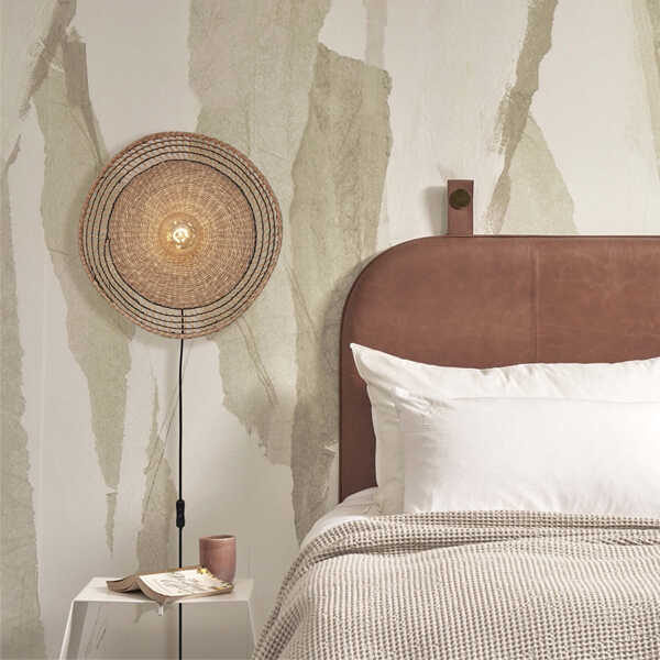 Wandlamp Pantanal Ø45x9cm Zeegras - Naturel Zwart OP=OP - Afbeelding 6