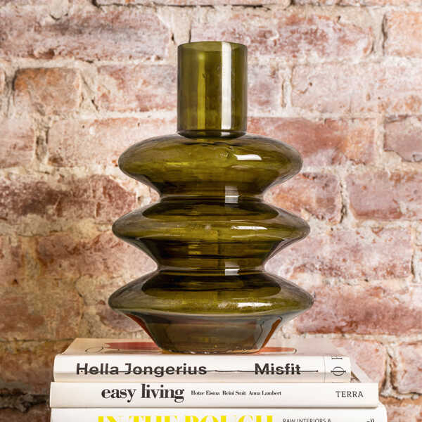 vtwonen Vaas Geometric 20x29cm Glas - Groen - Afbeelding 2