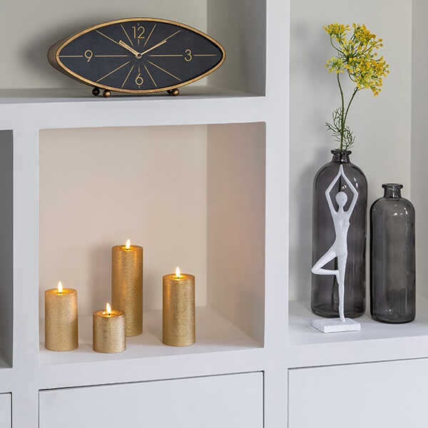 Stompkaars Lyon Ø7,5x8cm LED - Goud - Afbeelding 2