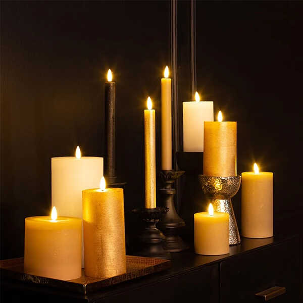 Stompkaars Lyon Ø7,5x12,5cm LED - Goud - Afbeelding 3