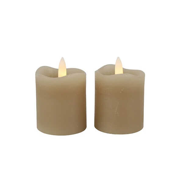 Stompkaars Lyon set/2 Ø5x7,2cm LED - Beige