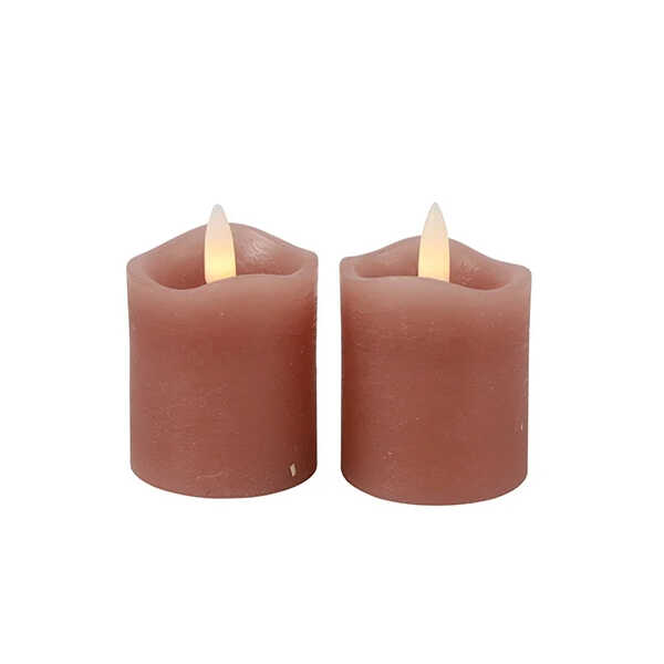 Stompkaars Lyon set/2 Ø5x7,2cm LED - Roze