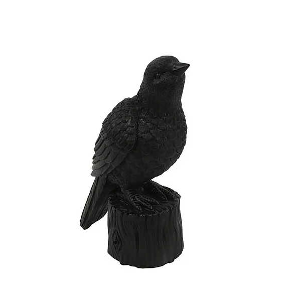 Ornament Vogel met geluid Karolus 20cm - Zwart