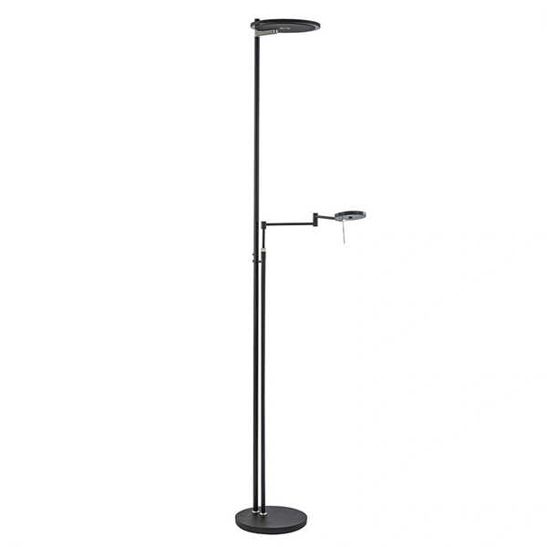 Vloerlamp Turound 2-lichts LED 187cm - Zwart / Smoke Glas