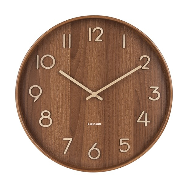 Wandklok Pure Medium Ø40cm – Donker Lindenhout