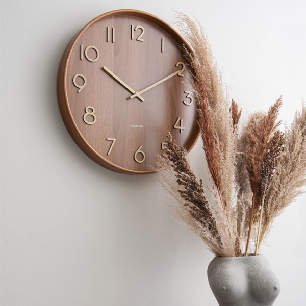 Wandklok Pure Medium Ø40cm – Donker Lindenhout - Afbeelding 2