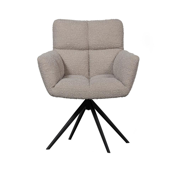 WOOOD Draaistoel Vinny met armleuning Bouclé - Zand