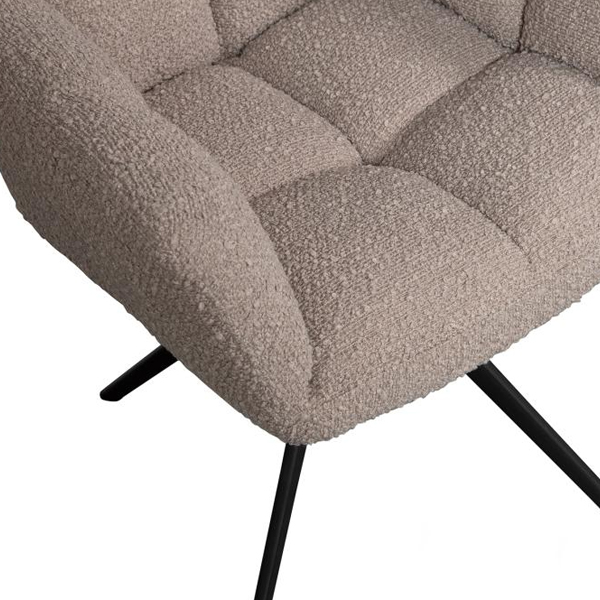 WOOOD Draaistoel Vinny met armleuning Bouclé - Zand - Afbeelding 3