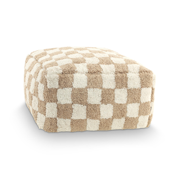 vtwonen Poef Check 45x25cm - Natural Offwhite