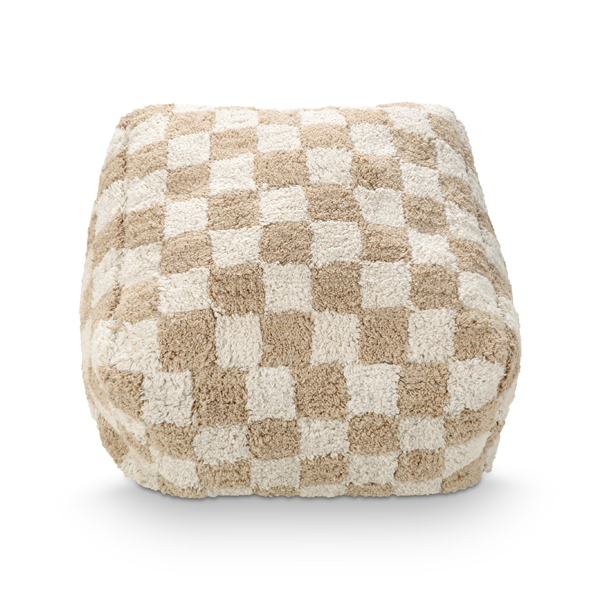 vtwonen Poef Check 45x25cm - Natural Offwhite - Afbeelding 3