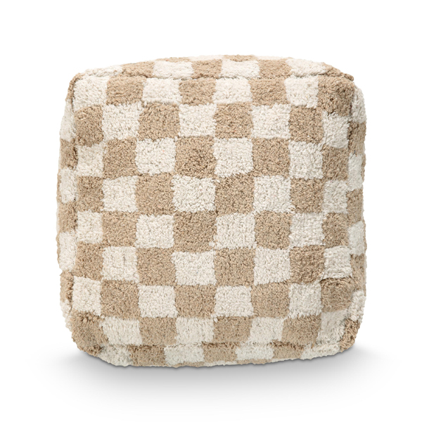 vtwonen Poef Check 45x25cm - Natural Offwhite - Afbeelding 5