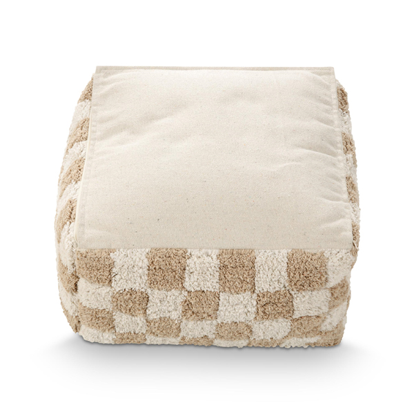 vtwonen Poef Check 45x25cm - Natural Offwhite - Afbeelding 4