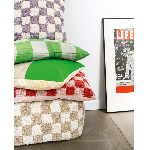 vtwonen Poef Check 45x25cm - Natural Offwhite - Afbeelding 2