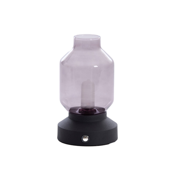 Tafellamp MEREY Ø11X19cm LED - Glas Smoke Mat Zwart
