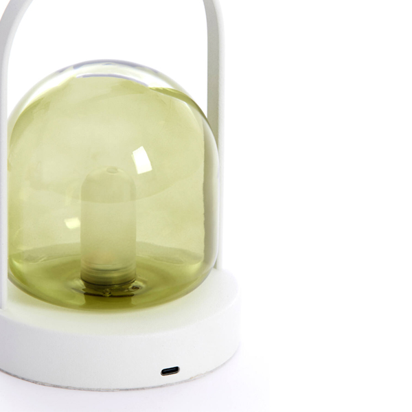 Tafellamp YEREMI Ø12X19cm LED - Glas Groen Crème - Afbeelding 3