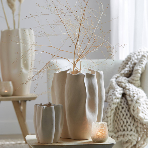 Vaas SANGULI 36,5cm Keramiek - Crème - Afbeelding 2