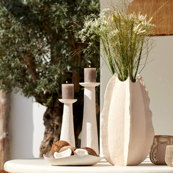 Vaas KELAPA Ø31x53cm Keramiek - Crème - Afbeelding 2