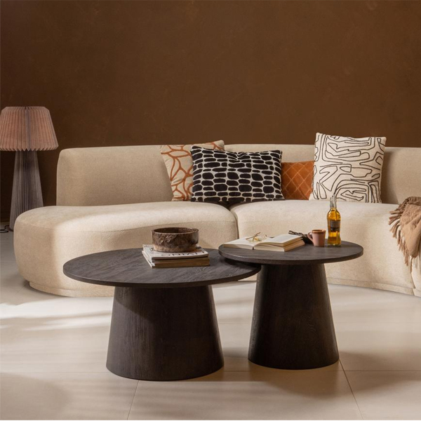 WOOOD Salontafel Maan Ø60x45cm MDF - Donkerbruin - Afbeelding 2