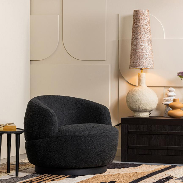 BePureHome Draaifauteuil Woolly Bouclé - Antraciet Gemêleerd - Afbeelding 5