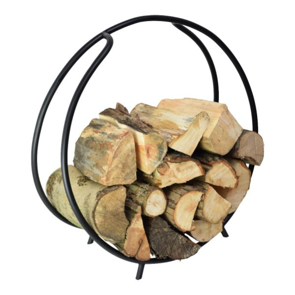 FIRA Haardhoutrek rond zwart metaal - 60x26cm