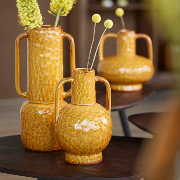 Vaas ZIRO 34,5cm Keramiek - Glans Okergeel - Afbeelding 2