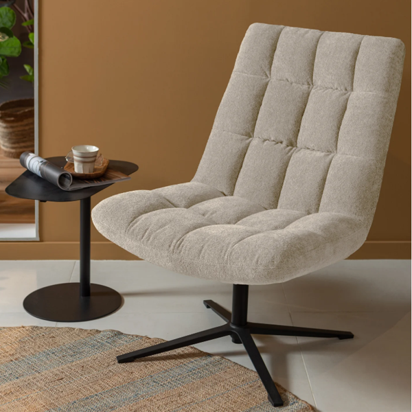 WOOOD Draaifauteuil Job Bouclé - Zand OP=OP - Afbeelding 3