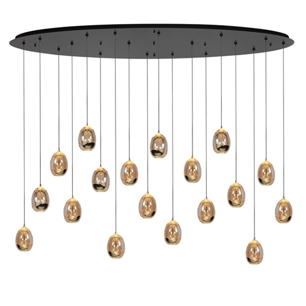 Hanglamp Egg - 18 Lichts Ovaal - Goud